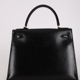 Hermès 1987 Noir Box Kelly 28 Sellier GHW