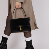 Ultra-Rare Hermès 1974 Noir Boxcalf Cadena Shoulder Bag GHW
