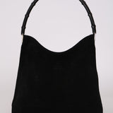 Gucci Black Suede Bamboo Top Handle Tote Bag