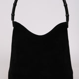 Gucci Black Suede Bamboo Top Handle Tote Bag
