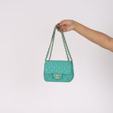 Chanel Mini Square Flap Teal Lambskin 2019 AGHW