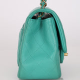Chanel Mini Square Flap Teal Lambskin 2019 AGHW