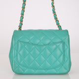 Chanel Mini Square Flap Teal Lambskin 2019 AGHW