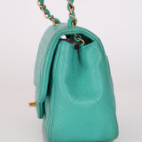 Chanel Mini Square Flap Teal Lambskin 2019 AGHW