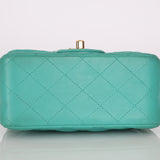 Chanel Mini Square Flap Teal Lambskin 2019 AGHW