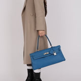 Hermès 2011 JPG Bleu Mykonos Clemence Shoulder Kelly 42 PHW