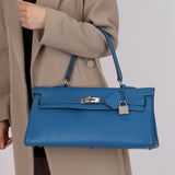 Hermès 2011 JPG Bleu Mykonos Clemence Shoulder Kelly 42 PHW
