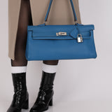 Hermès 2011 JPG Bleu Mykonos Clemence Shoulder Kelly 42 PHW