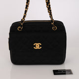 Chanel Front Pocket Shoulder Bag Black Jersey 1994 24K GP