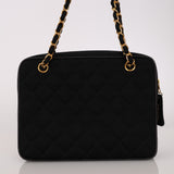 Chanel Front Pocket Shoulder Bag Black Jersey 1994 24K GP