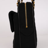 Chanel Front Pocket Shoulder Bag Black Jersey 1994 24K GP