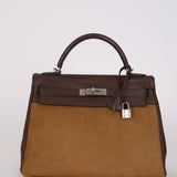 Limited Edition Hermès 2007 Ebene Vautour Evercalf and Blond Troika Kelly 32 PHW