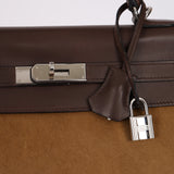 Limited Edition Hermès 2007 Ebene Vautour Evercalf and Blond Troika Kelly 32 PHW