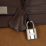 Limited Edition Hermès 2007 Ebene Vautour Evercalf and Blond Troika Kelly 32 PHW