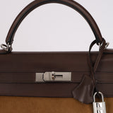 Limited Edition Hermès 2007 Ebene Vautour Evercalf and Blond Troika Kelly 32 PHW