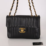 Chanel Jumbo Mademoiselle Single Flap Black Caviar 1993 24K GP