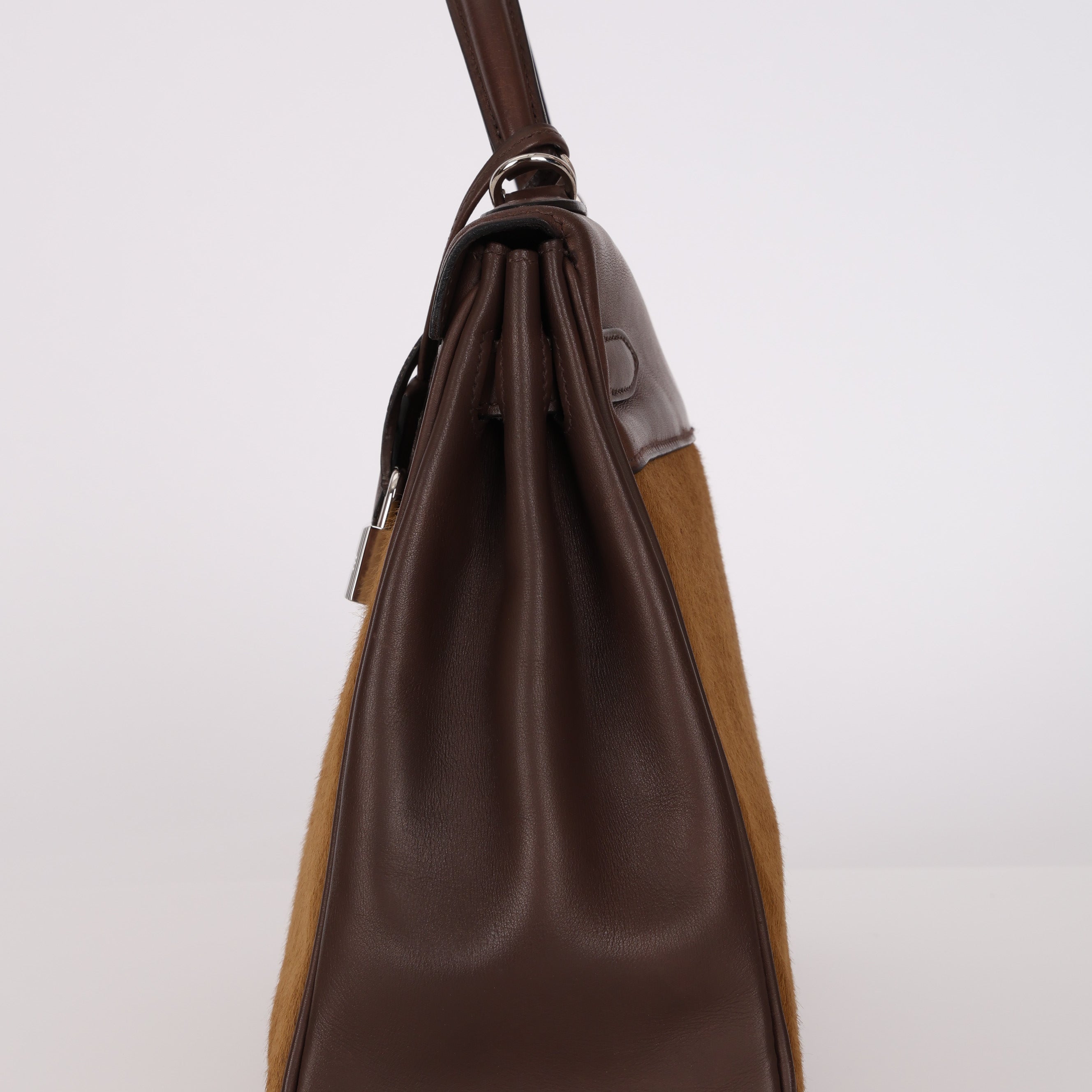 Limited Edition Hermès 2007 Ebene Vautour Evercalf and Blond Troika Kelly 32 PHW