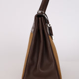 Limited Edition Hermès 2007 Ebene Vautour Evercalf and Blond Troika Kelly 32 PHW