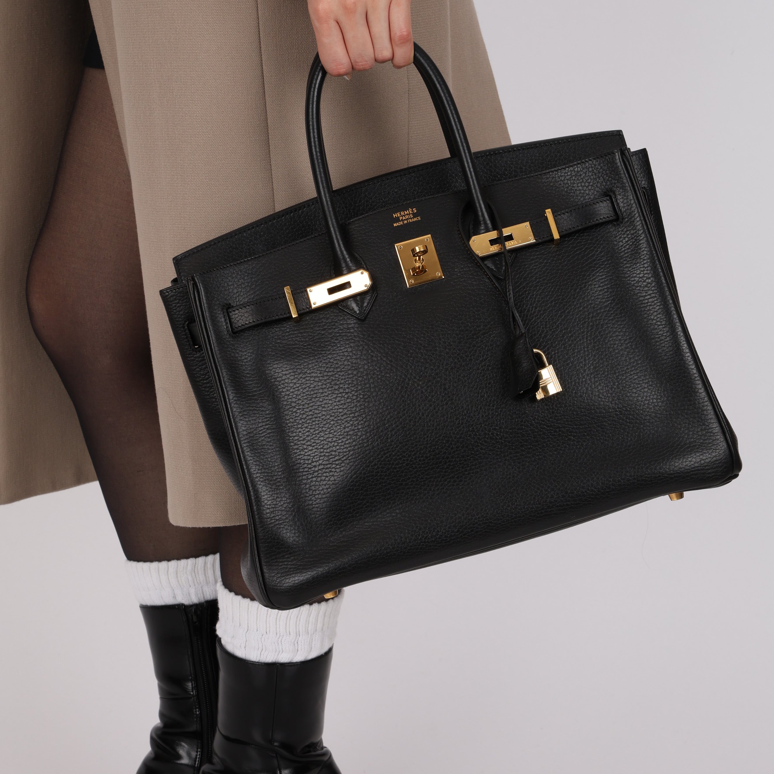 Hermès 2002 Noir Ardennes Retourne Birkin 35 GHW