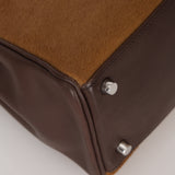 Limited Edition Hermès 2007 Ebene Vautour Evercalf and Blond Troika Kelly 32 PHW