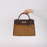 Limited Edition Hermès 2007 Ebene Vautour Evercalf and Blond Troika Kelly 32 PHW