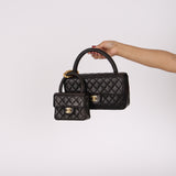 Rare Chanel Parent and Child Kelly Black Lambskin 1996 24K GP