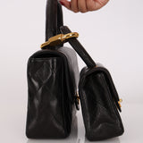 Rare Chanel Parent and Child Kelly Black Lambskin 1996 24K GP