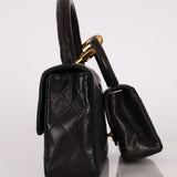 Rare Chanel Parent and Child Kelly Black Lambskin 1996 24K GP