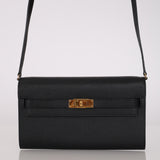 Hermès 2021 Noir Epsom Kelly to Go Wallet GHW