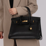Hermès 2002 Noir Ardennes Retourne Birkin 35 GHW