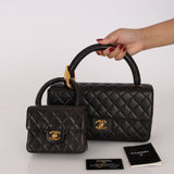 Rare Chanel Parent and Child Kelly Black Lambskin 1996 24K GP