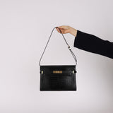 Saint Laurent Croc Embossed Small Manhattan Bag