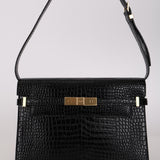 Saint Laurent Croc Embossed Small Manhattan Bag