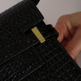 Saint Laurent Croc Embossed Small Manhattan Bag