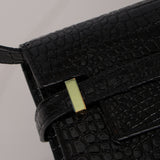 Saint Laurent Croc Embossed Small Manhattan Bag