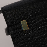 Saint Laurent Croc Embossed Small Manhattan Bag