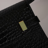 Saint Laurent Croc Embossed Small Manhattan Bag