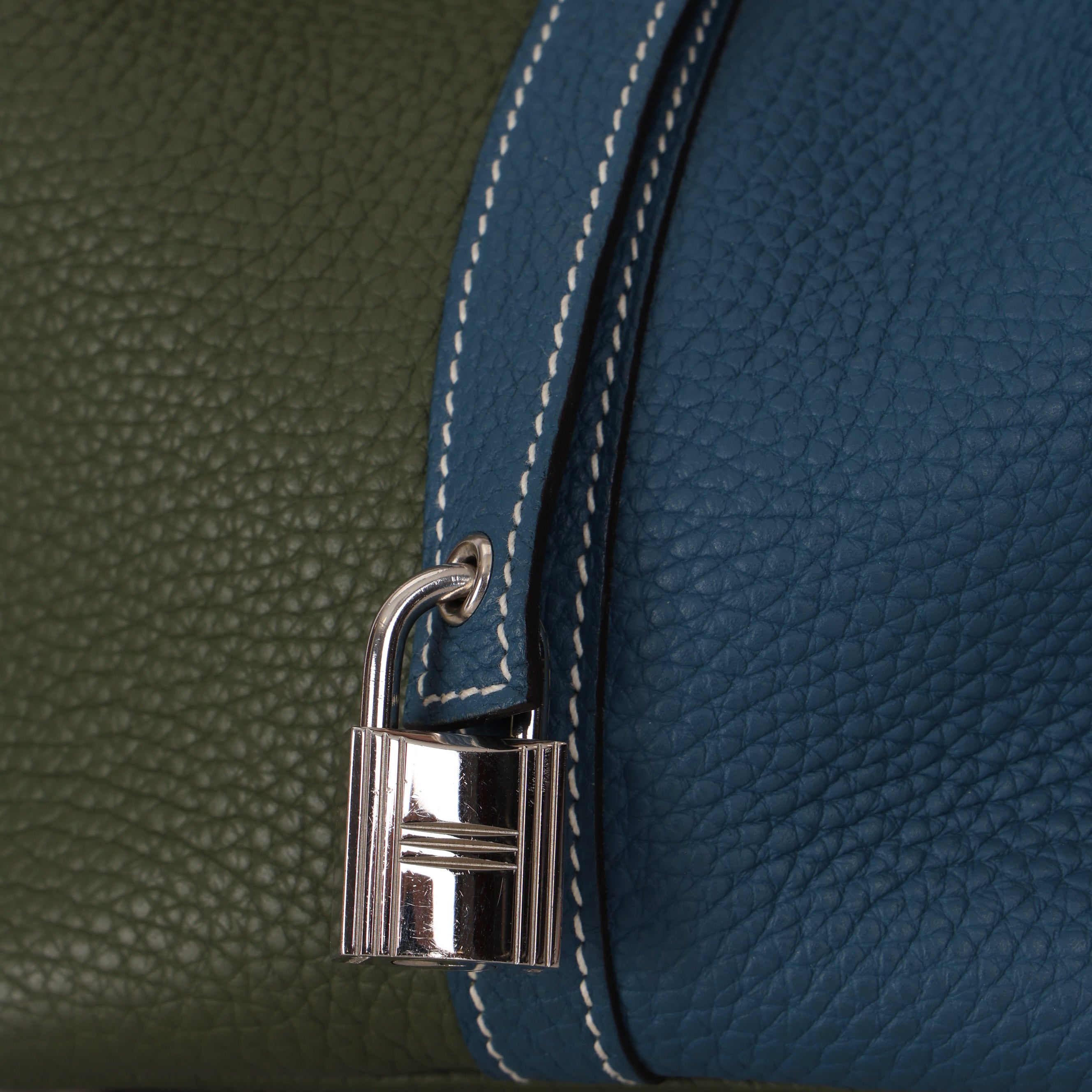 Limited Edition Hermès 2013 Vert Canopée and Bleu Thalassa Clemence Picotin 22 PHW