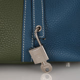 Limited Edition Hermès 2013 Vert Canopée and Bleu Thalassa Clemence Picotin 22 PHW