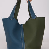 Limited Edition Hermès 2013 Vert Canopée and Bleu Thalassa Clemence Picotin 22 PHW