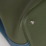 Limited Edition Hermès 2013 Vert Canopée and Bleu Thalassa Clemence Picotin 22 PHW