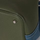 Limited Edition Hermès 2013 Vert Canopée and Bleu Thalassa Clemence Picotin 22 PHW