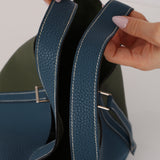 Limited Edition Hermès 2013 Vert Canopée and Bleu Thalassa Clemence Picotin 22 PHW