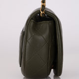 Chanel 2023 Khaki Mini Mail Clutch on Chain AGHW