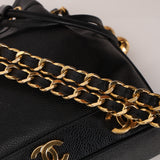 Rare Chanel 1996 Black Caviar Triple CC Mini Bucket Bag 24K GP