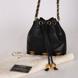 Rare Chanel 1996 Black Caviar Triple CC Mini Bucket Bag 24K GP