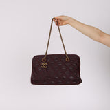 Chanel 2011 Bordeaux Quilted Calfskin Stitch Triptych Small Bowling Bag