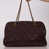 Chanel 2011 Bordeaux Quilted Calfskin Stitch Triptych Small Bowling Bag