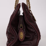 Chanel 2011 Bordeaux Quilted Calfskin Stitch Triptych Small Bowling Bag