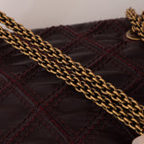 Chanel 2011 Bordeaux Quilted Calfskin Stitch Triptych Small Bowling Bag
